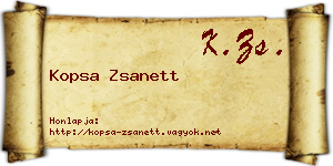 Kopsa Zsanett névjegykártya